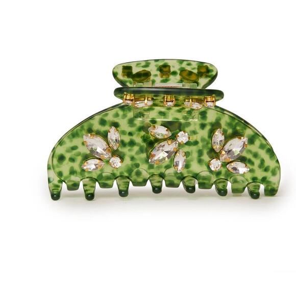 Lele Sadoughi 14k Gold Crystal Acetate Claw Clip Green NWT - Picture 2 of 11